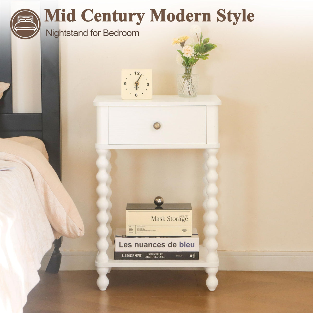 AWASEN Nightstand in a bedroom setup blends warmth and function