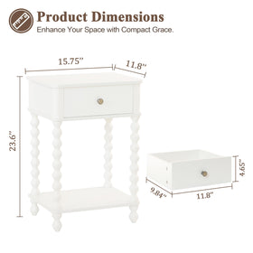 AWASEN Nightstand with drawer open for private, organized storage