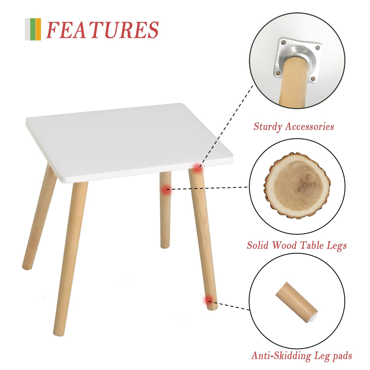 AWASEN side table with non-slip pads protecting floors beside seating