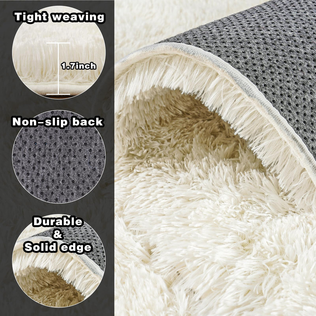 Awaytail shag rug expands after opening and regains fullness after airing.