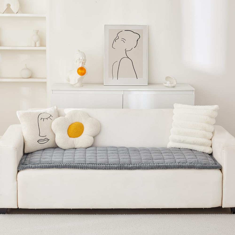 Awjcsv couch cover with non-slip base stays in place during pet play.