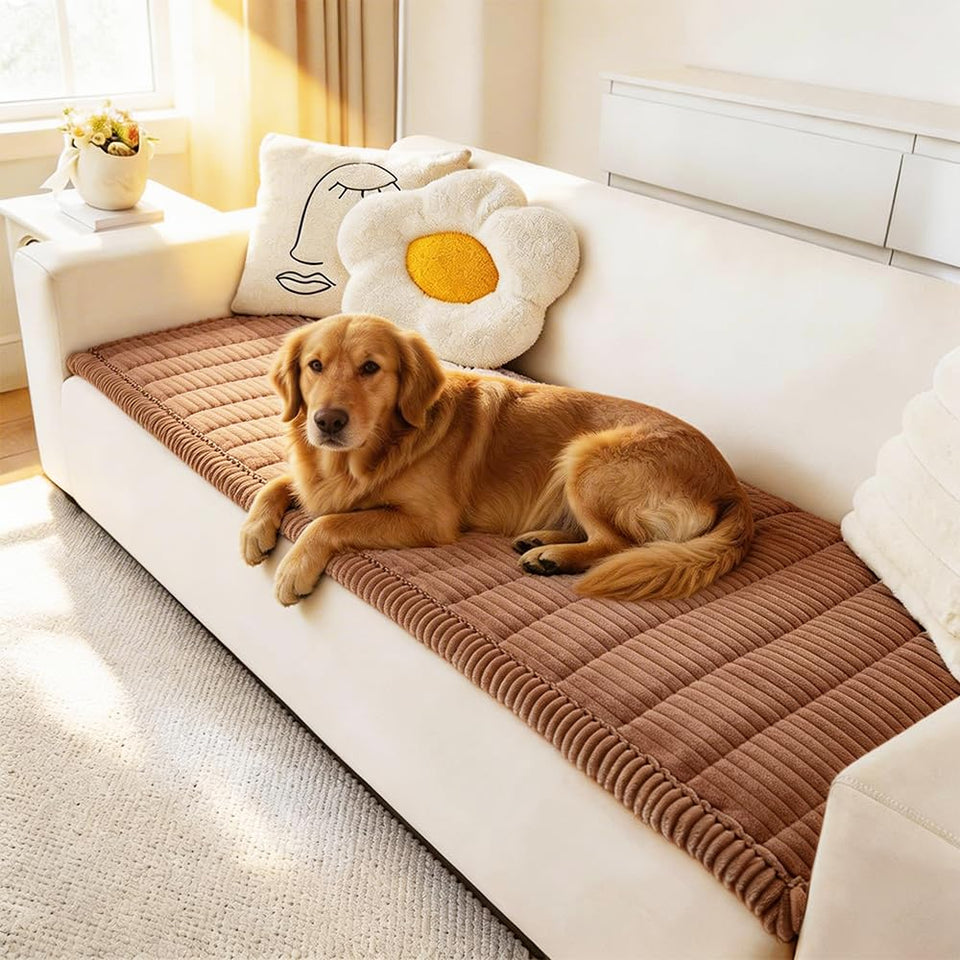 Awjcsv dog couch cover in dark brown protects sofas from dirt and claws.