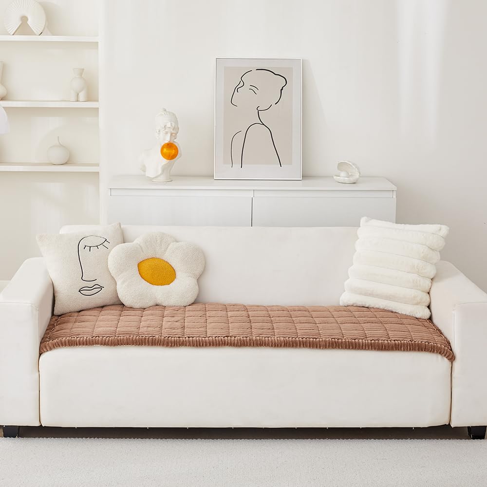 Awjcsv sofa protector with non-slip base keeps the cover in place.