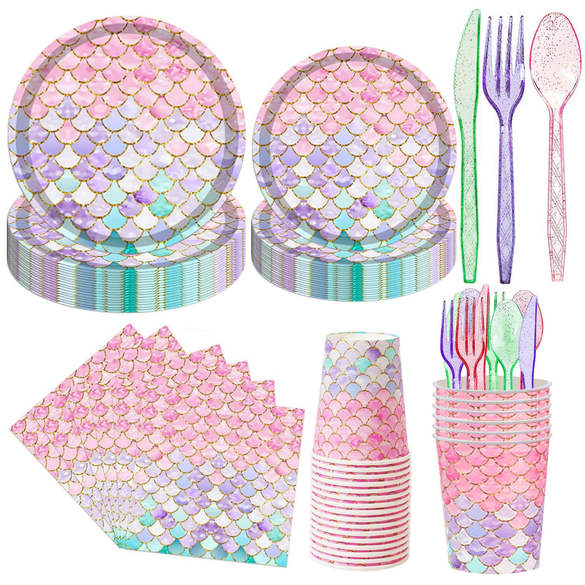 AWLZJZQA mermaid dinner plates; ocean-inspired design ideal for festive family gatherings.