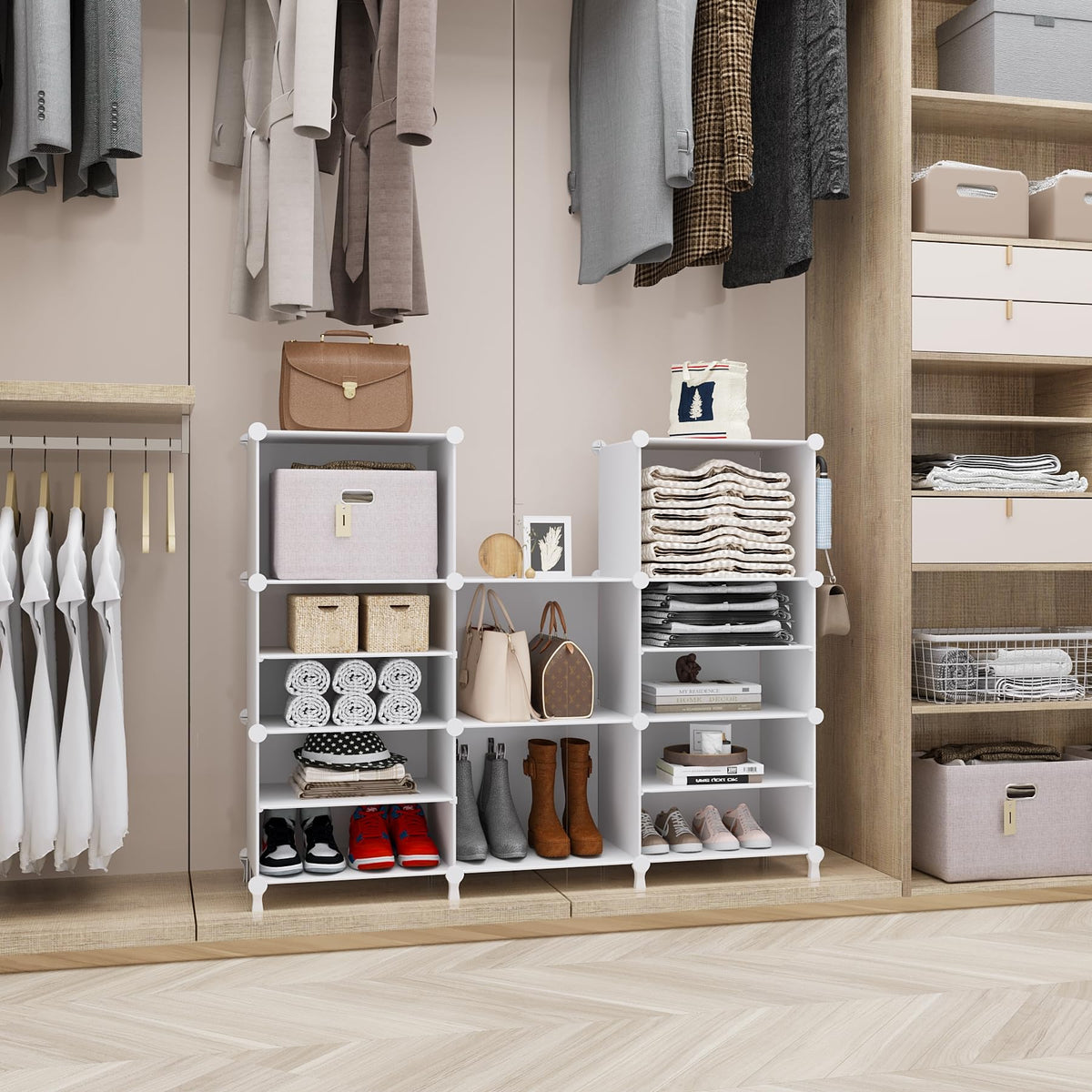 AWTATOS 8-cube closet organizer assembled demonstrates sturdy structure for durable storage.