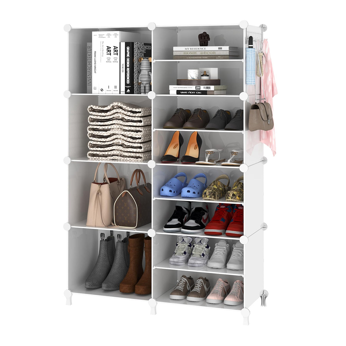 AWTATOS 8-cube storage in bedroom shows organized wardrobe and extra space.