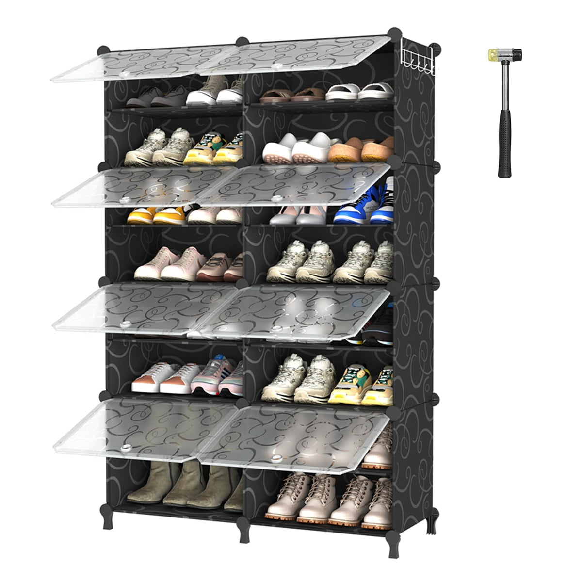 AWTATOS 8-tier shoe rack assembly enables quick, tidy entryway setup.