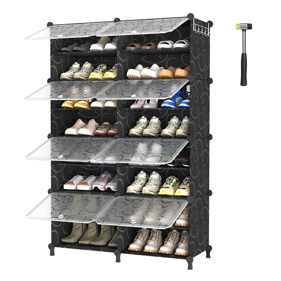 AWTATOS 8-tier shoe rack assembly enables quick, tidy entryway setup.