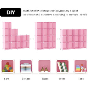 AWTATOS cube storage organizer pink, close-up connector highlights sturdy locking.