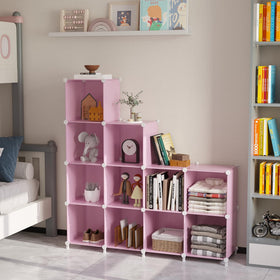 AWTATOS pink cube storage organizer, DIY assembly without tools.