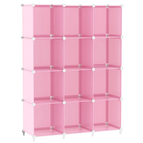 AWTATOS cube storage organizer pink, front view showing modular, space-saving design.