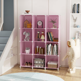 AWTATOS cube storage organizer pink, side view demonstrates easy relocation.