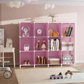 AWTATOS pink cube storage organizer, stackable configuration for flexible layouts.
