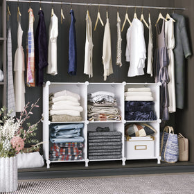 AWTATOS cube storage with clear lines and metal frame for stability.