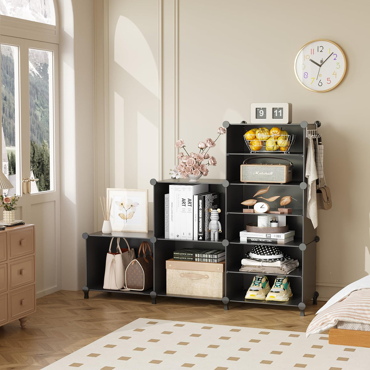 AWTATOS stackable shelves black optimizing closet space efficiently