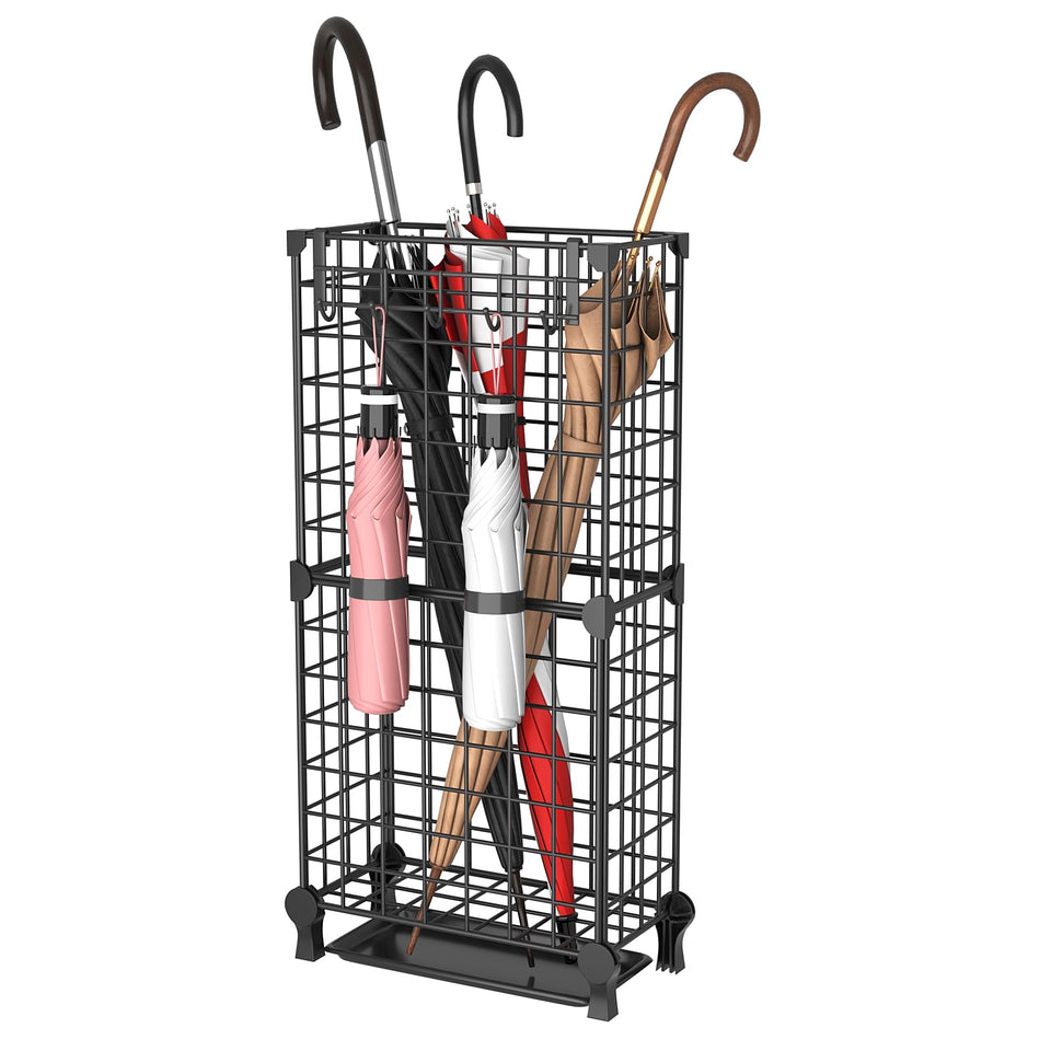 AWTATOS umbrella stand front view showcases sturdy metal construction for organized entryways.