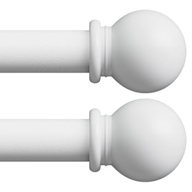 AWUIUNIE white 2-pack curtain rods with ball finials for stylish, sturdy window coverage.