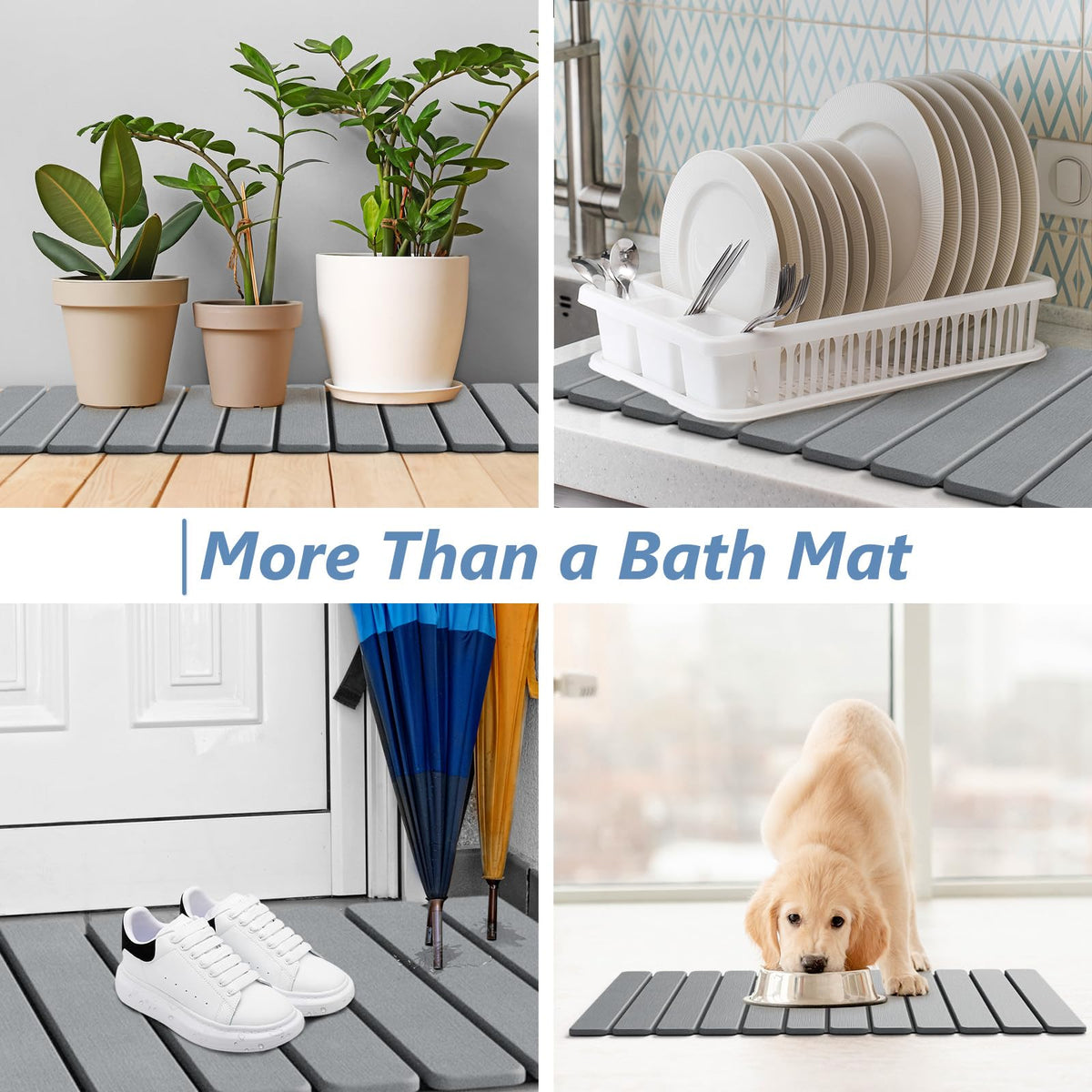 AWW 31.5 by 15.7 inch gray mat fits compact bathrooms.