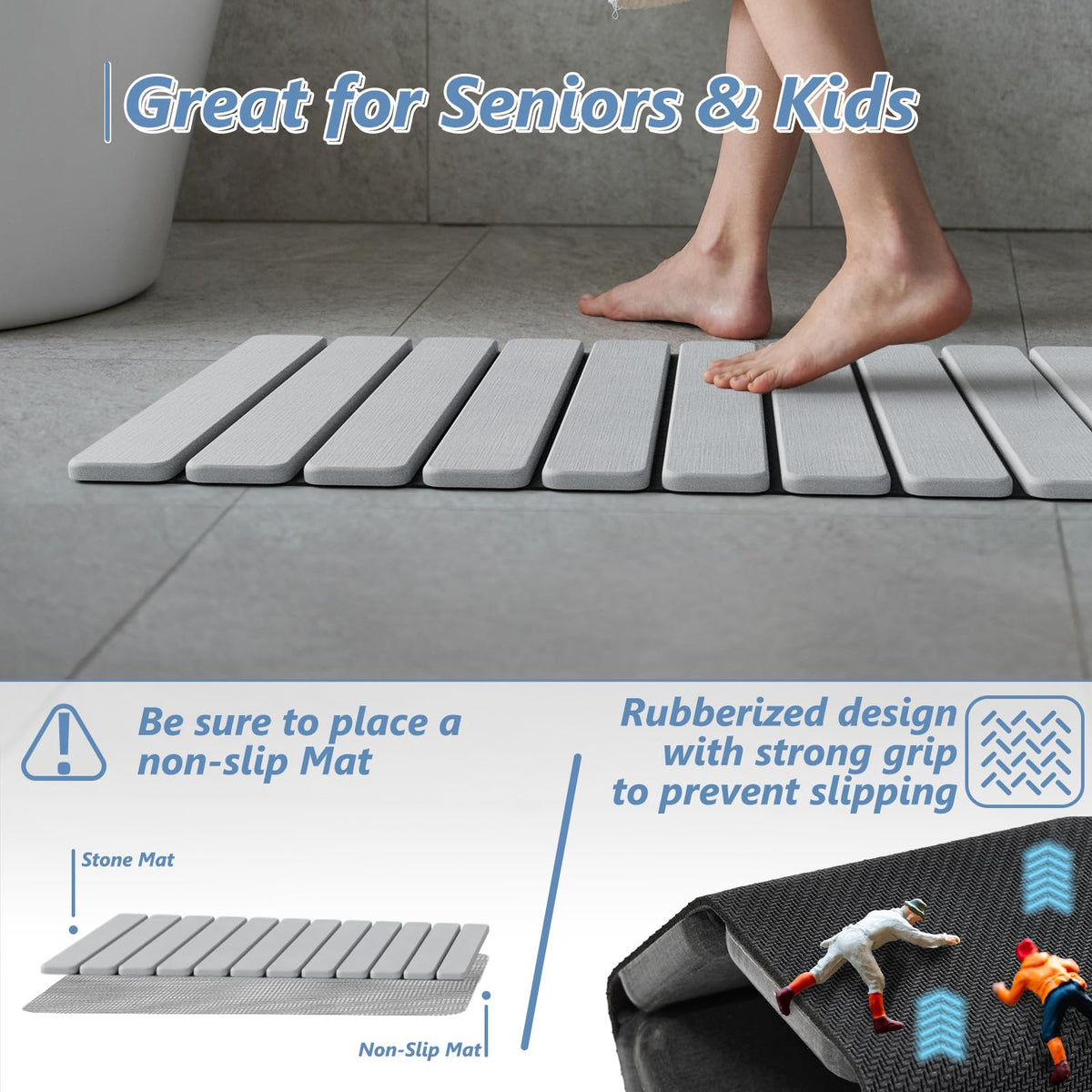 Folded storage view of the AWW bath mat for small spaces