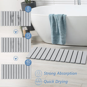 AWW Foldable Stone Bath Mat with non-slip pad for stable tile surfaces