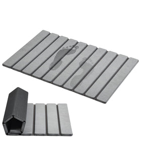 AWW Foldable Stone Bath Mat demonstrates quick-dry surface for faster bathroom resets.