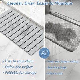 AWW bath mat with sealed outer edges to reduce water intrusion