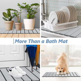 Compact, space-saving mat ideal for small bathrooms and RVs