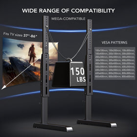 AX WABER table top TV stand anti-scratch pads prevent sliding on smooth surfaces.