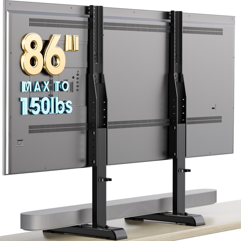 AX WABER table top TV stand with base feet protects furniture and stabilizes up to 150 lbs.