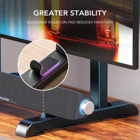 AX WABER table top TV stand cable management keeps cords organized.