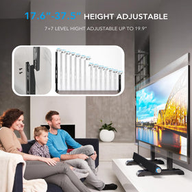AX WABER table top TV stand height adjustment enables optimal viewing angles.