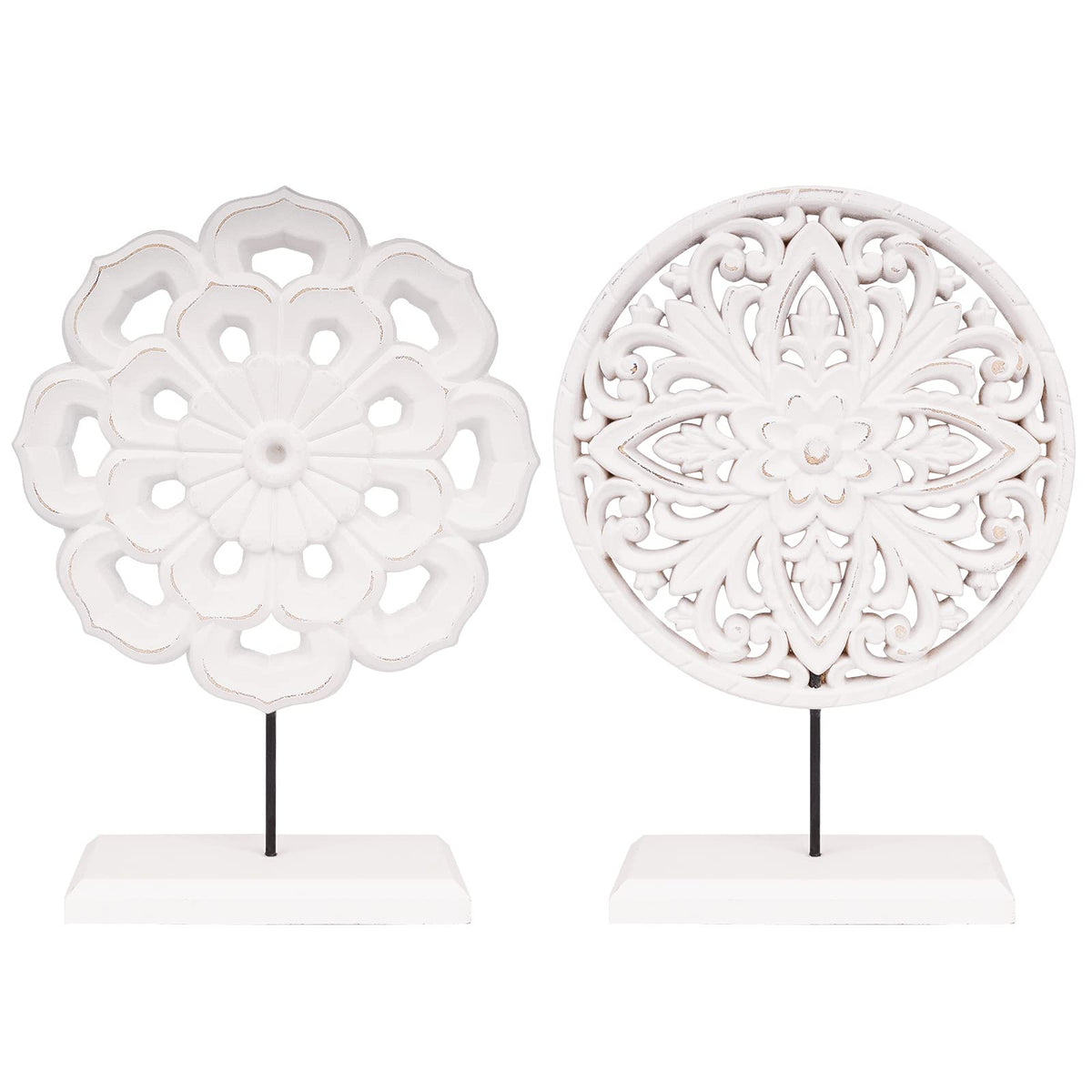 AXEARTE carved flower medallion round decor for living room ambiance