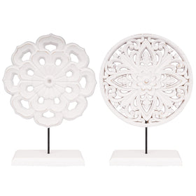 AXEARTE carved flower medallion round decor for living room ambiance