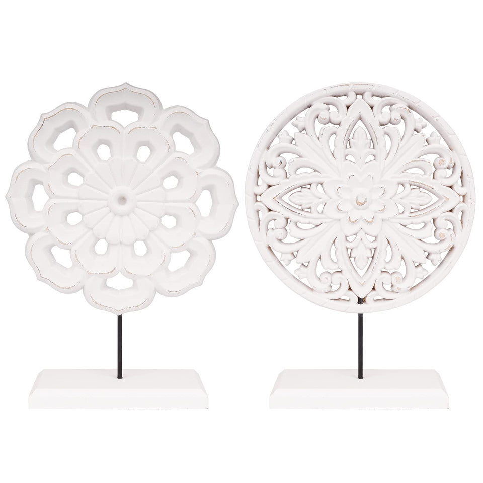 AXEARTE carved flower medallion round decor for living room ambiance