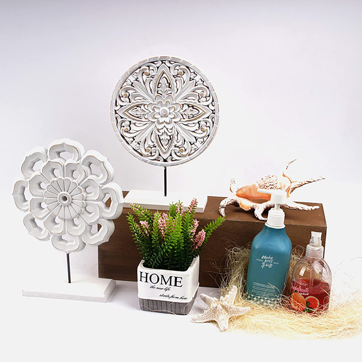AXEARTE flower detail carving adds handcrafted texture to spaces