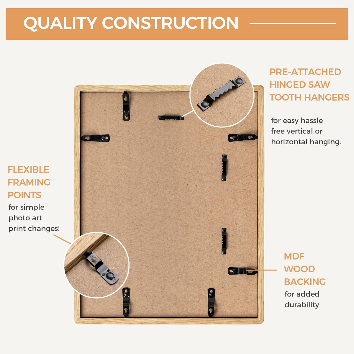 Axeman oak frame blends with furniture while showcasing memories.
