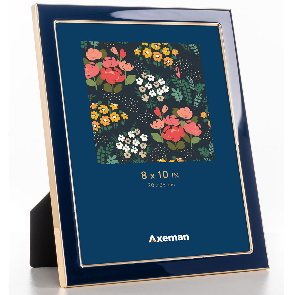 Axeman 8x10 enamel frame in navy blue with velvet back for versatile display