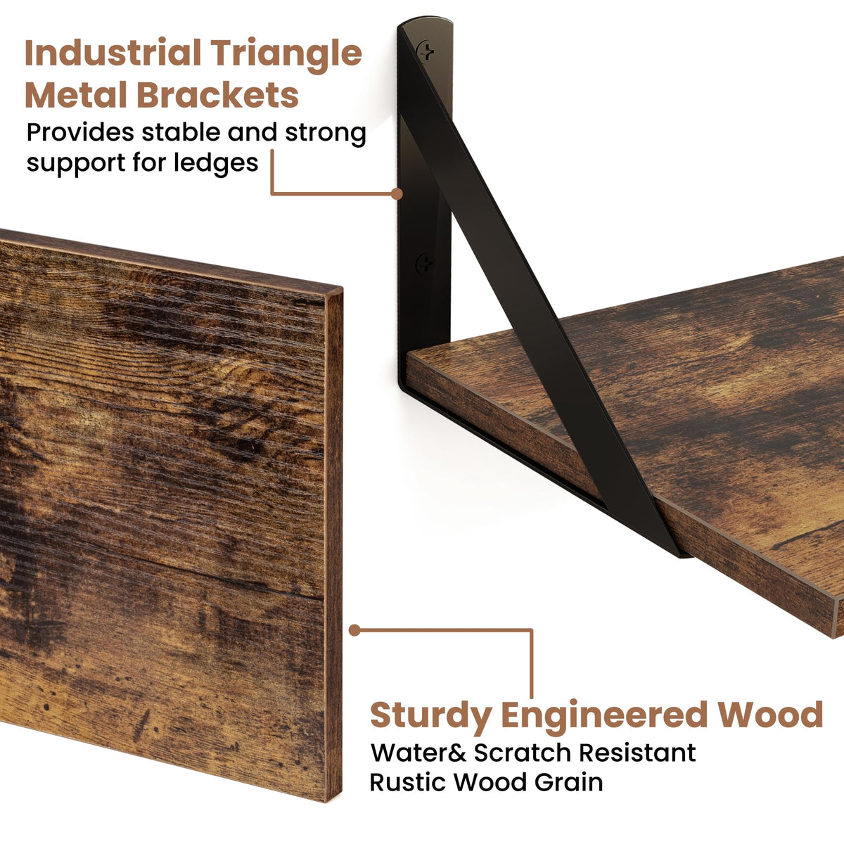 Axeman floating shelves maximizing space in bedroom and office.