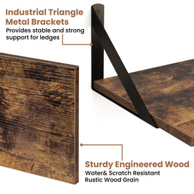 Axeman floating shelves maximizing space in bedroom and office.