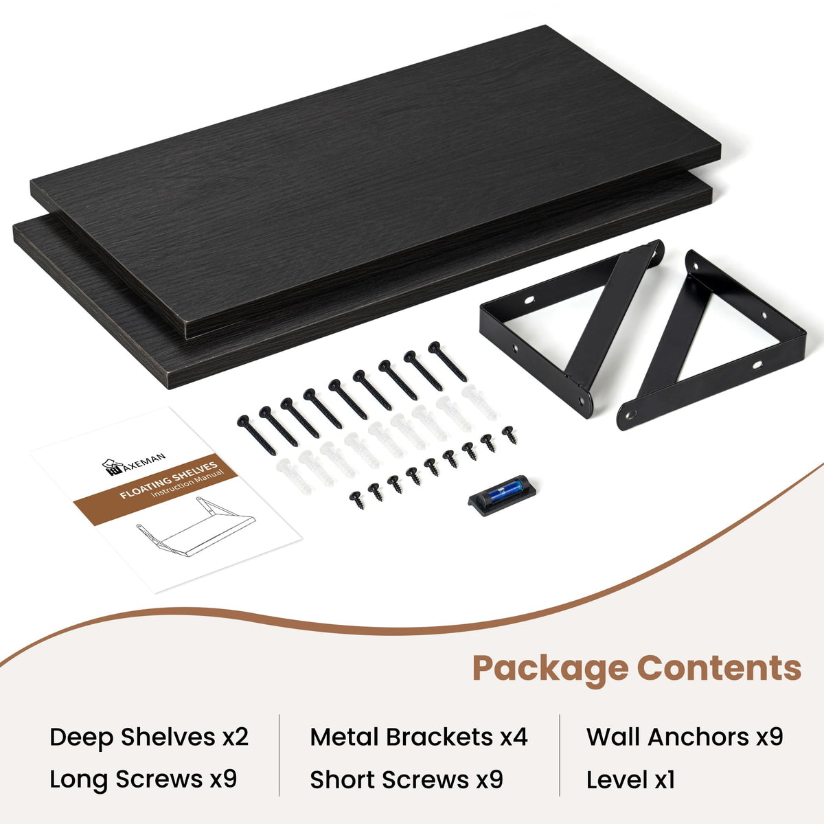 Axeman included hardware and quick-install visuals for easy setup