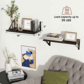 Axeman shelves holding books and decor for organized shelving