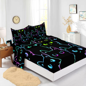 Axolotl cute cat sheet set fitted sheet detail shows deep pocket up to 15 inches