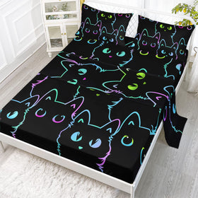 Axolotl cute cat sheet set twin gradient line showcases inviting bedtime pattern for kids