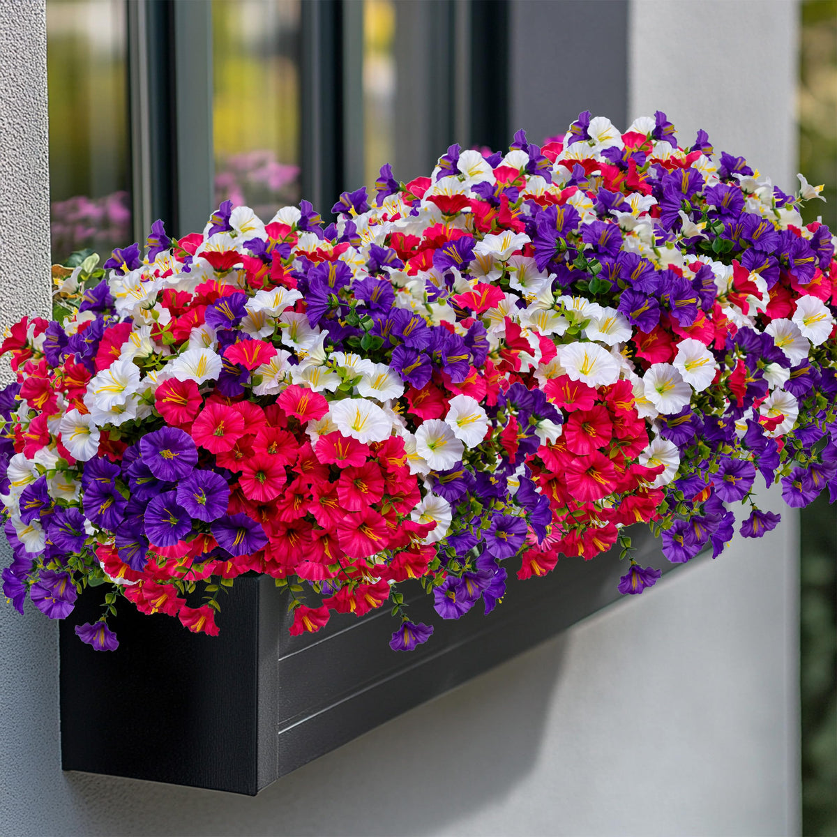 AXYLEX artificial flowers provide privacy while adding decorative greenery.