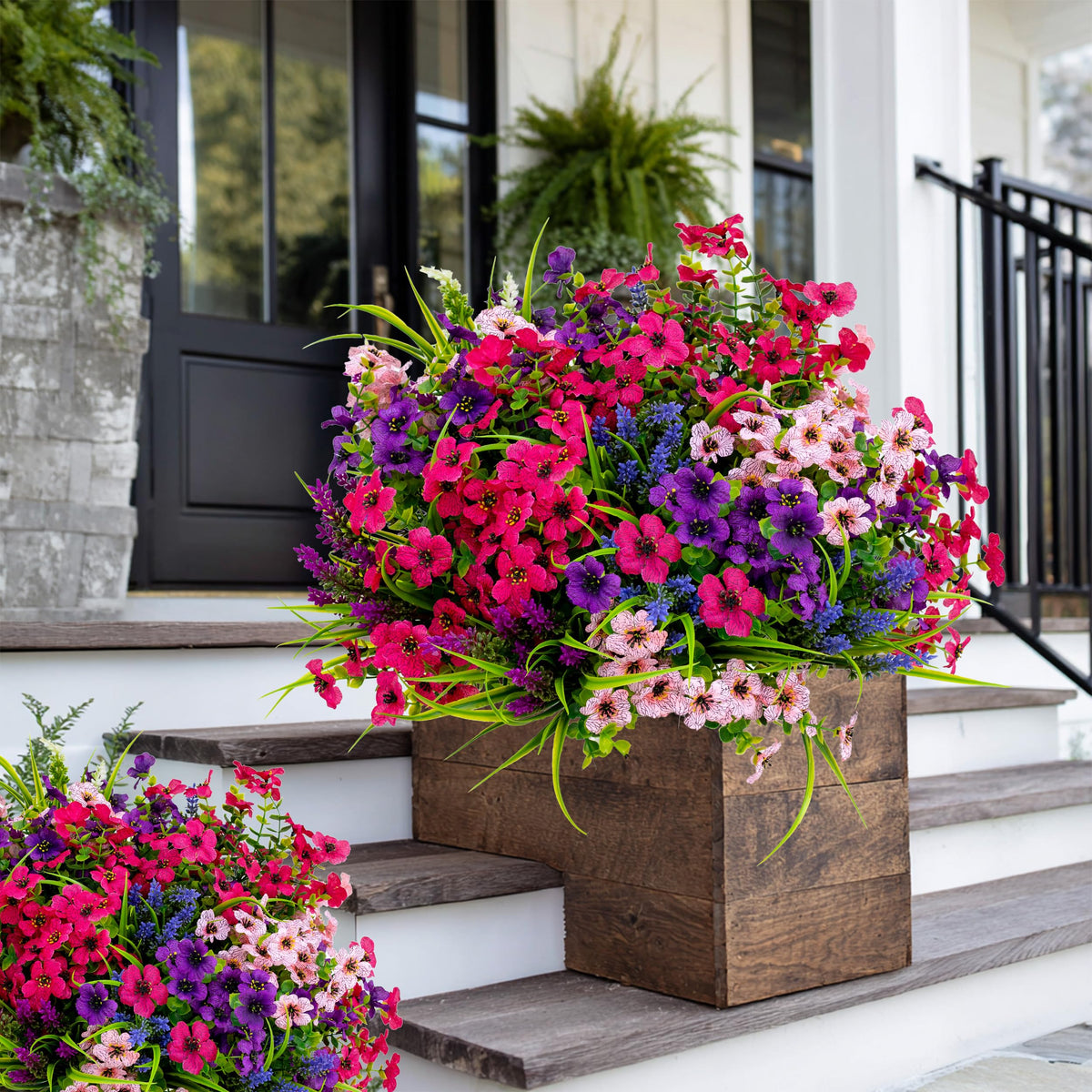 AXYLEX artificial greenery enhances patio decor with vibrant year-round color