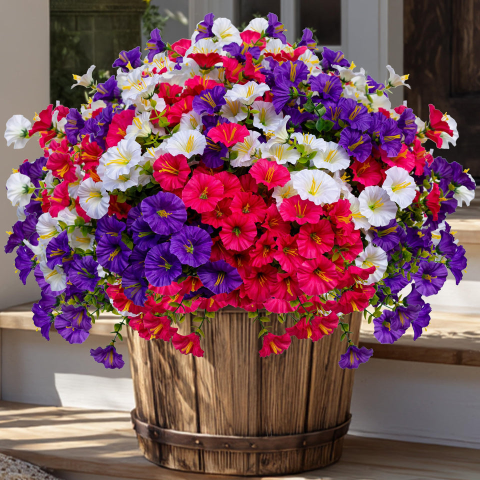 AXYLEX artificial morning glory outdoor bundles provide vibrant color with maintenance-free appeal.