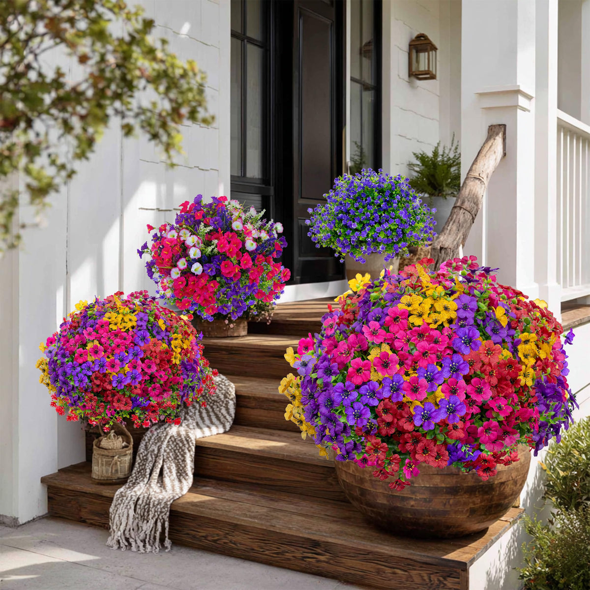 AXYLEX artificial privacy screen flowers create a secluded outdoor retreat