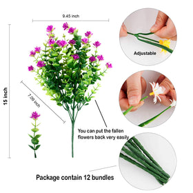 AXYLEX Mgenta 14-inch tall artificial plants create visible greenery outdoors.