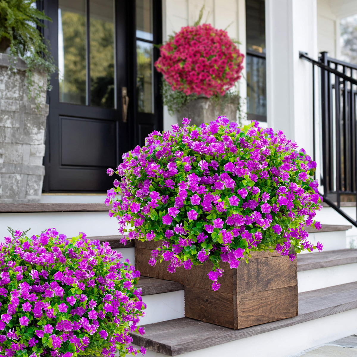 AXYLEX Mgenta UV-resistant outdoor flowers stay vibrant in sunlight.