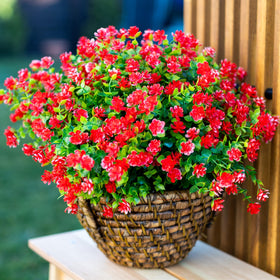 AXYLEX outdoor artificial flowers in red collection for year-round porch decor.